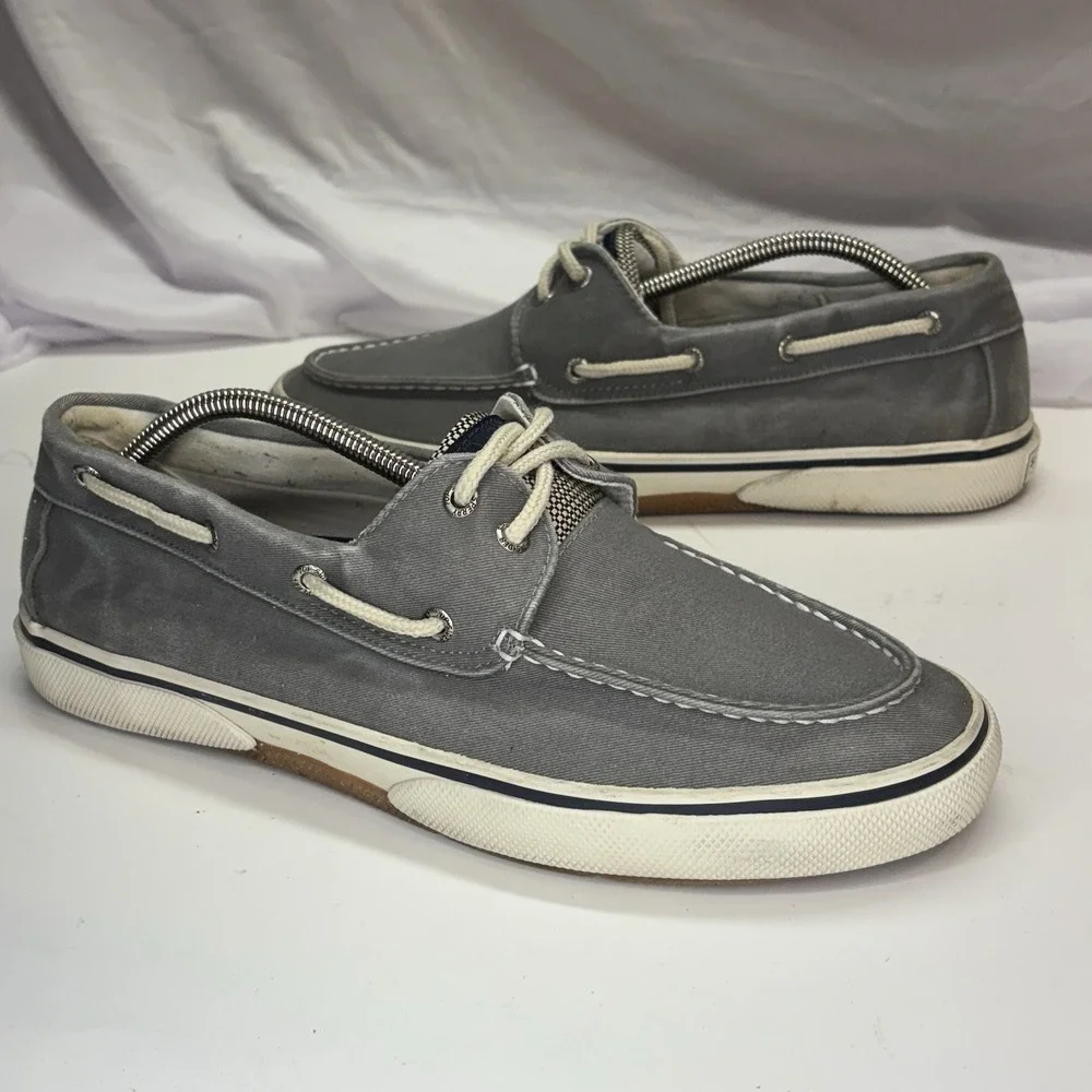 Sperry Top Sider Canvas Deck Boat Shoes Gray Men's Size 10.5